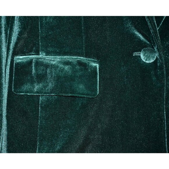 Cato Womens Holiday Green Velvet One Button Blazer Size S Pockets Christmas - Picture 4 of 10